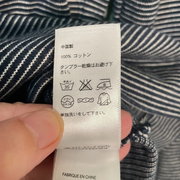 Kate Spade Saturday Shirt Black Gray Striped Asymmetrical Neck size XS‎ - Picture 6 of 6